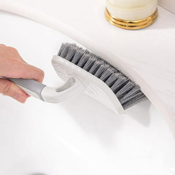 Tub Cleaner Brush, 6.3x5.1x1.7inch V-Shaped Cleaning Brush with Short Handle, Multi-Purpose Bathroom Cleaning Supplies, Suitable for Cleaning Tile, Wall, Glass, Toilet, Baseboard(White)