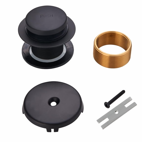 Tub Drain Black Tip Toe Bathtub Drain Conversion Kit Assembly, Replacement Bath Drain Trim Kit with Single Hole Overflow Faceplate and Fine/Coarse Thread, Matte Black