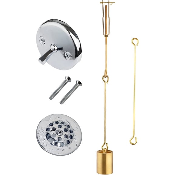 Tub Drain Linkage Assembly with Trip Lever and Strainer Done Cove, Fit for Trip Lever Bath Tub Waste and Overflow Drain by