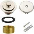 thumbnail image 1 of Tub Drain and Overflow Kit with Single Hole Overflow Faceplate, Universal Lift & Turn Bathtub Drain Kit with Fine/Coarse Thread Conversion Twist Trim Kit Assembly-Brushed Nickel, 1 of 6