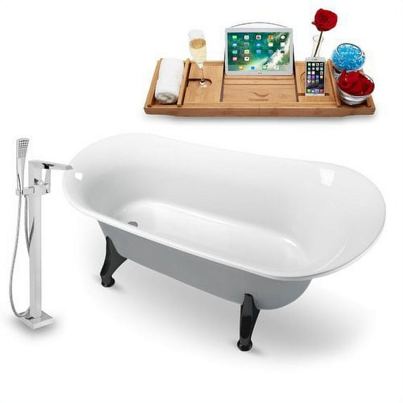 Tub, Faucet and Tray Set Streamline 70" Clawfoot NH1101BL-100