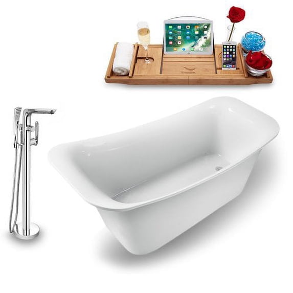 Tub, Faucet and Tray Set Streamline 70" Freestanding NH1380-120