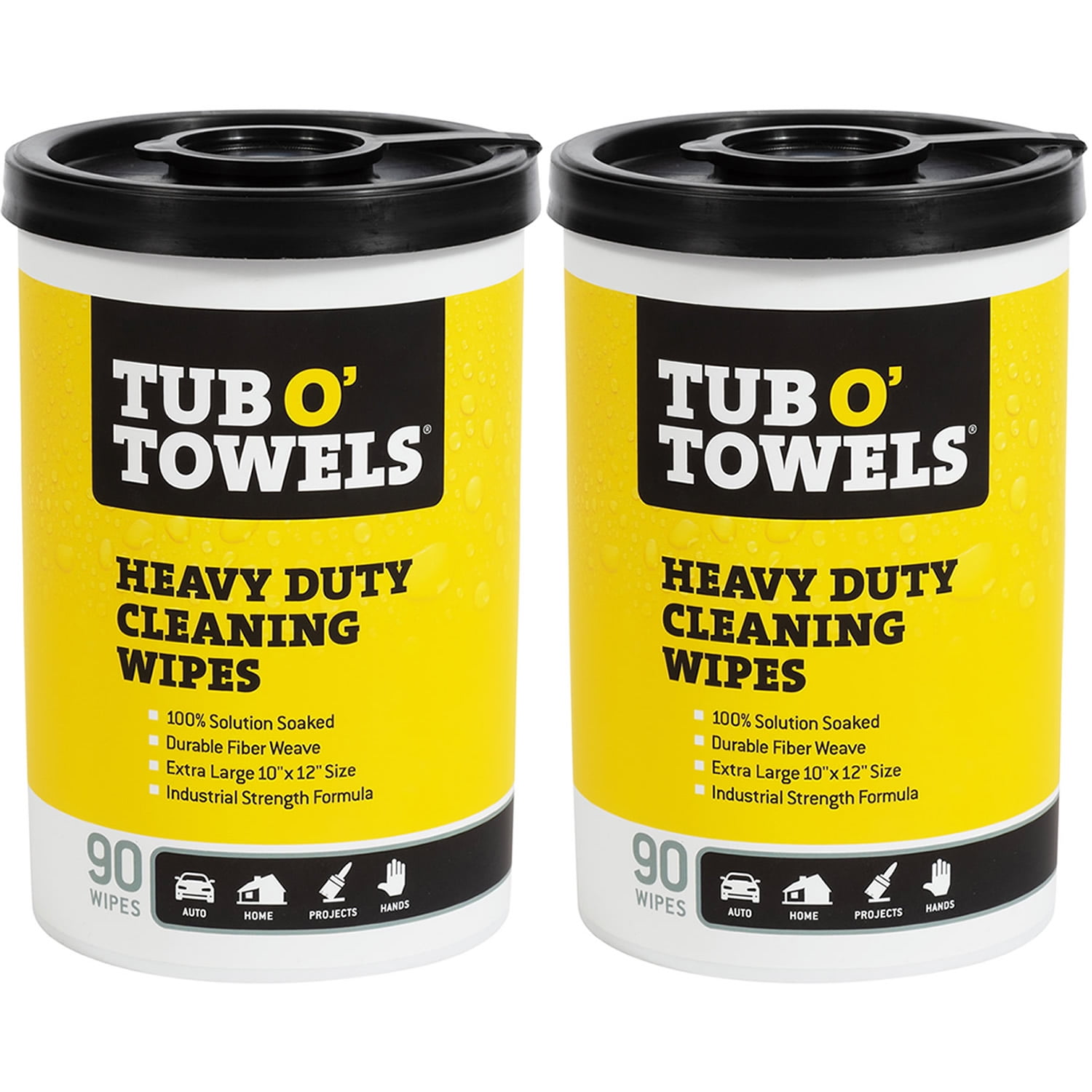 Tub O Towels Heavy-Duty Cleaning Wipes - For Multi-Surface Cleaning, Citrus, 10-inch x 12-inch, Double Pack