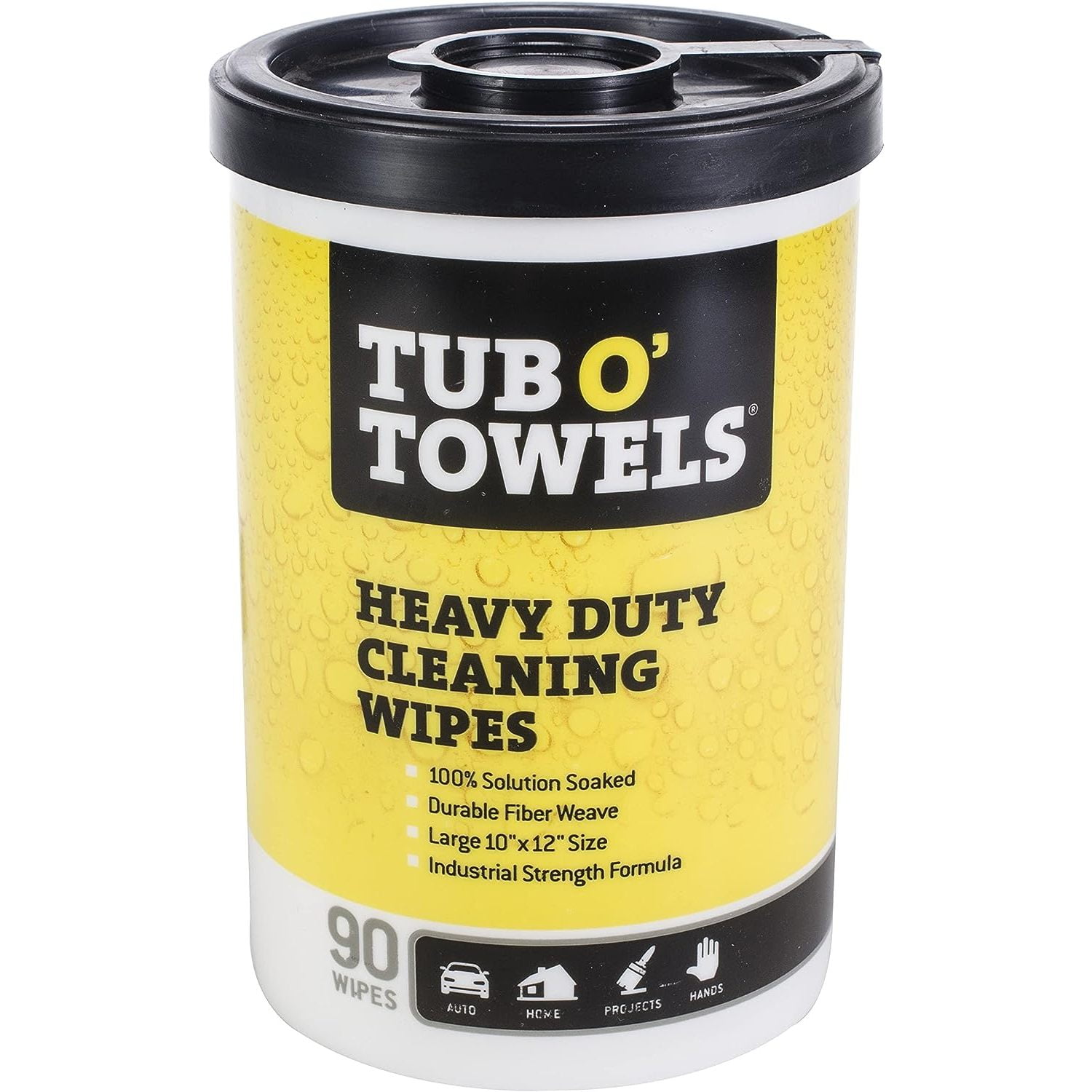 Tub O' Towels Heavy-Duty Cleaning Wipes, Large 10 x 12, 90 Wipes