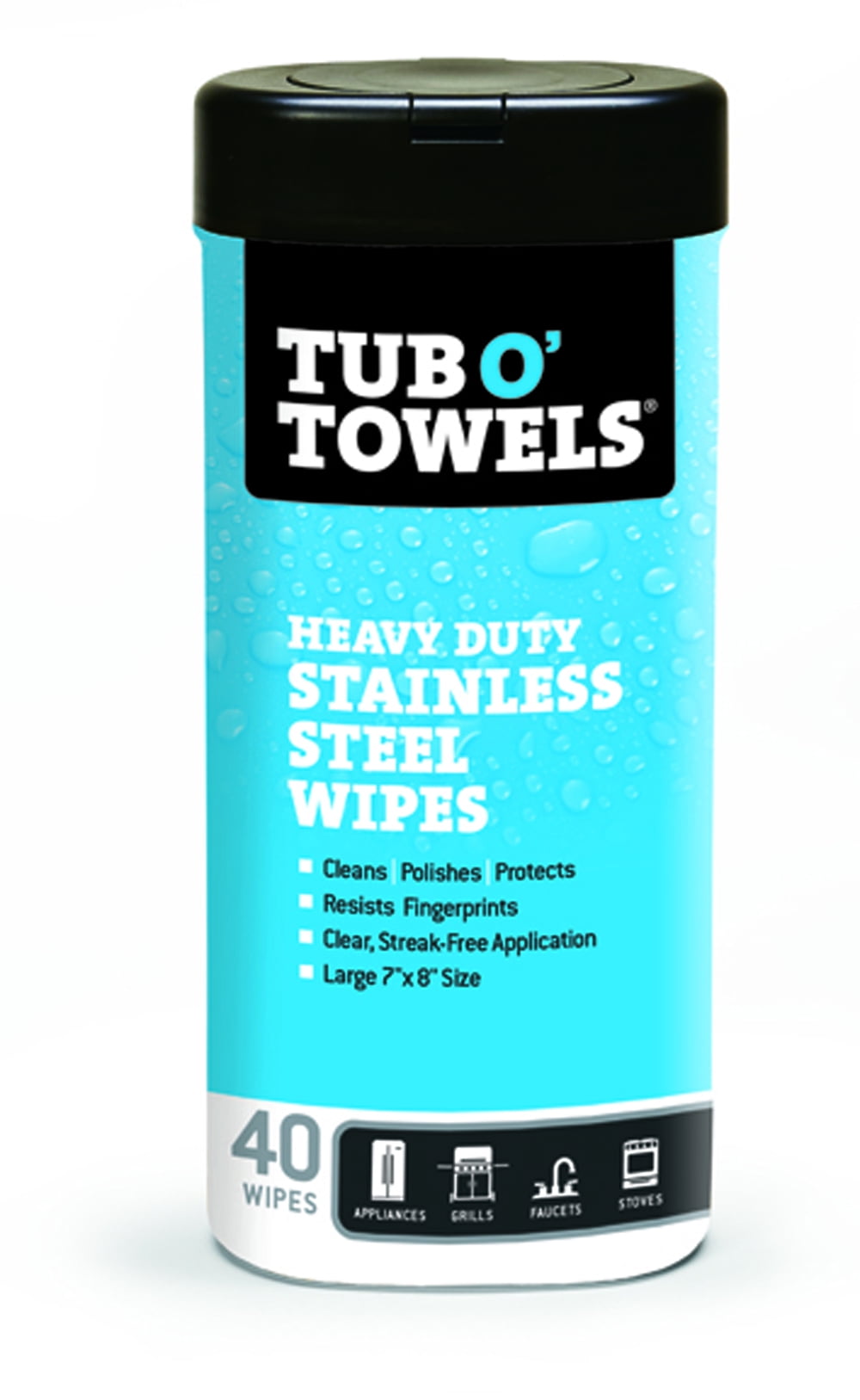 3) 40ct Tub O' Towels Heavy Duty Cleaning Wipes 7 x 8 ~ New