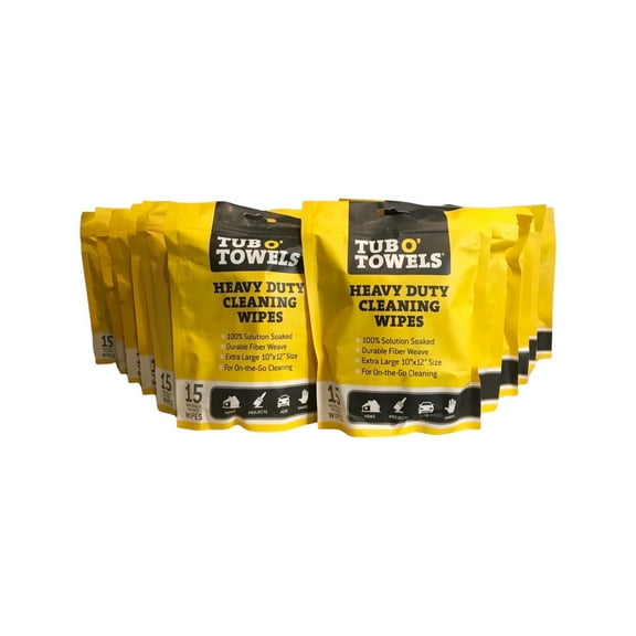 Tub O' Towels TW01-15 - 18 Pack Heavy Duty Multi-Surface Cleaning Wipes