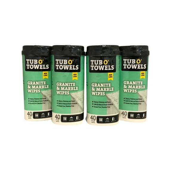 Tub O' Towels TW40-GR - 4 Pack Heavy Duty Granite & Marble Wipes