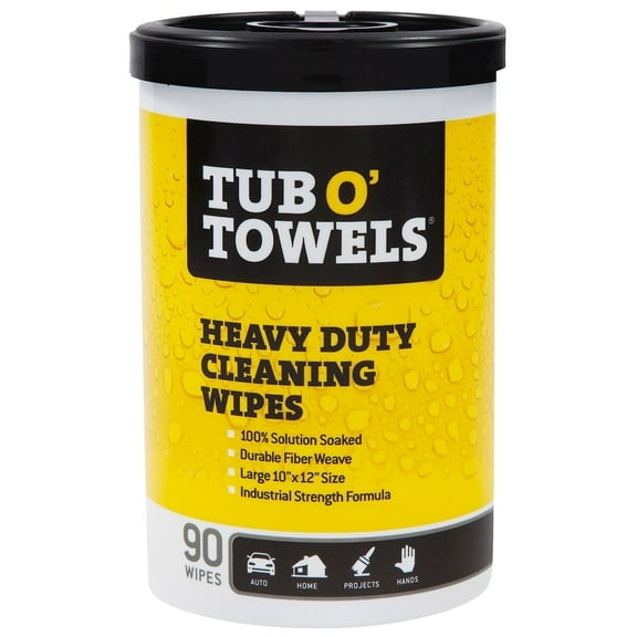 Tub O' Towels TW90 Heavy Duty 10" x 12" Multi-Surface Cleaning Wipes 90 Count