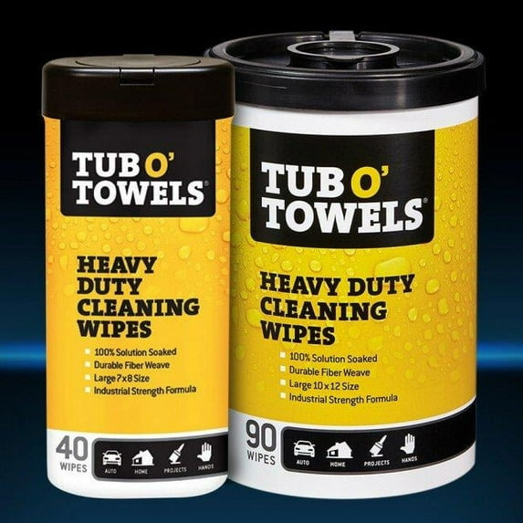 Tub O Towels TW90 Heavy-Duty 10" x 12" Size Multi-Surface Cleaning Wipes