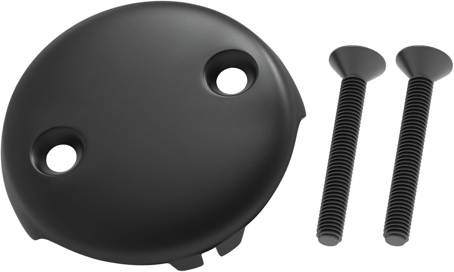Matte Black Tub Stopper & Overflow Drain Cover – 2-Hole Faceplate, Fine/Coarse Threads