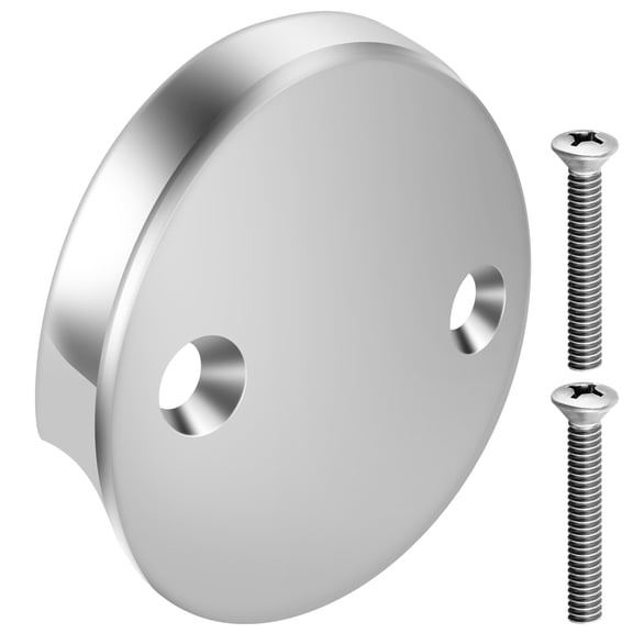 Tub Overflow Drain Cover Double Hole Bathtub Plate With Screws Replacement Assembly (1pcs )