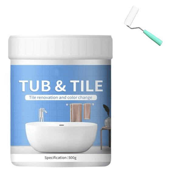 Tub Paint Kit - 500g Quick-Dry Shower Tile Refinishing Set, Easy To Use Tub Refinish Kit for Walls Sinks Countertops Floors Toilet, Perfect for Bathroom Apartment Dorm, DIY Home Improvement(Light Gra