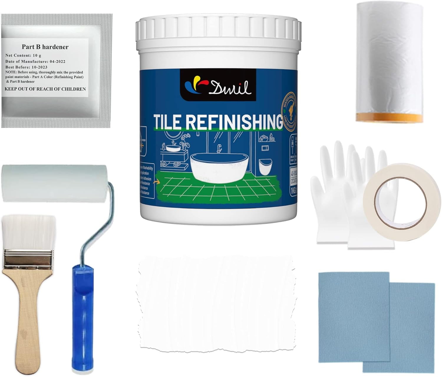 Tub Paint, Refinishing Kit for Tub and Tile with Tools, White Sink ...