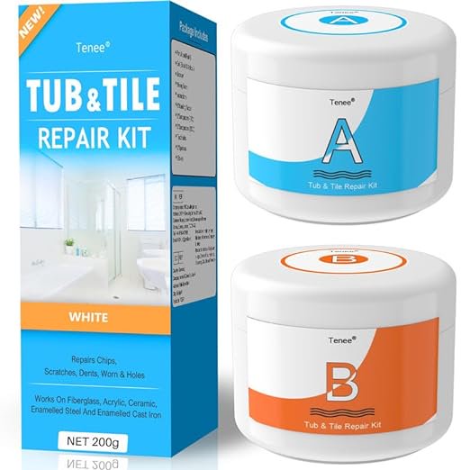 Tub Repair Kit White & Porcelain Repair Kit 3.7 OZ Bathtub Repair Kit for Cracked Bathtub
