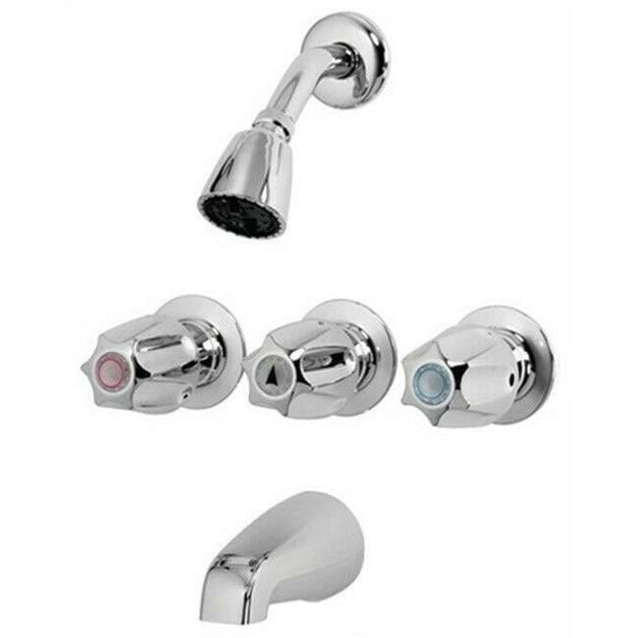 Tub & Shower Faucet 3-Metal Handle, Chrome