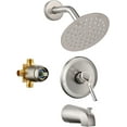 thumbnail image 1 of Tub Shower Faucet Set (Valve Included) with 6-Inch Rain Shower Head and Tub Spout Single-Handle Tub and Shower Trim Kit Brushed Nickel, 1 of 16