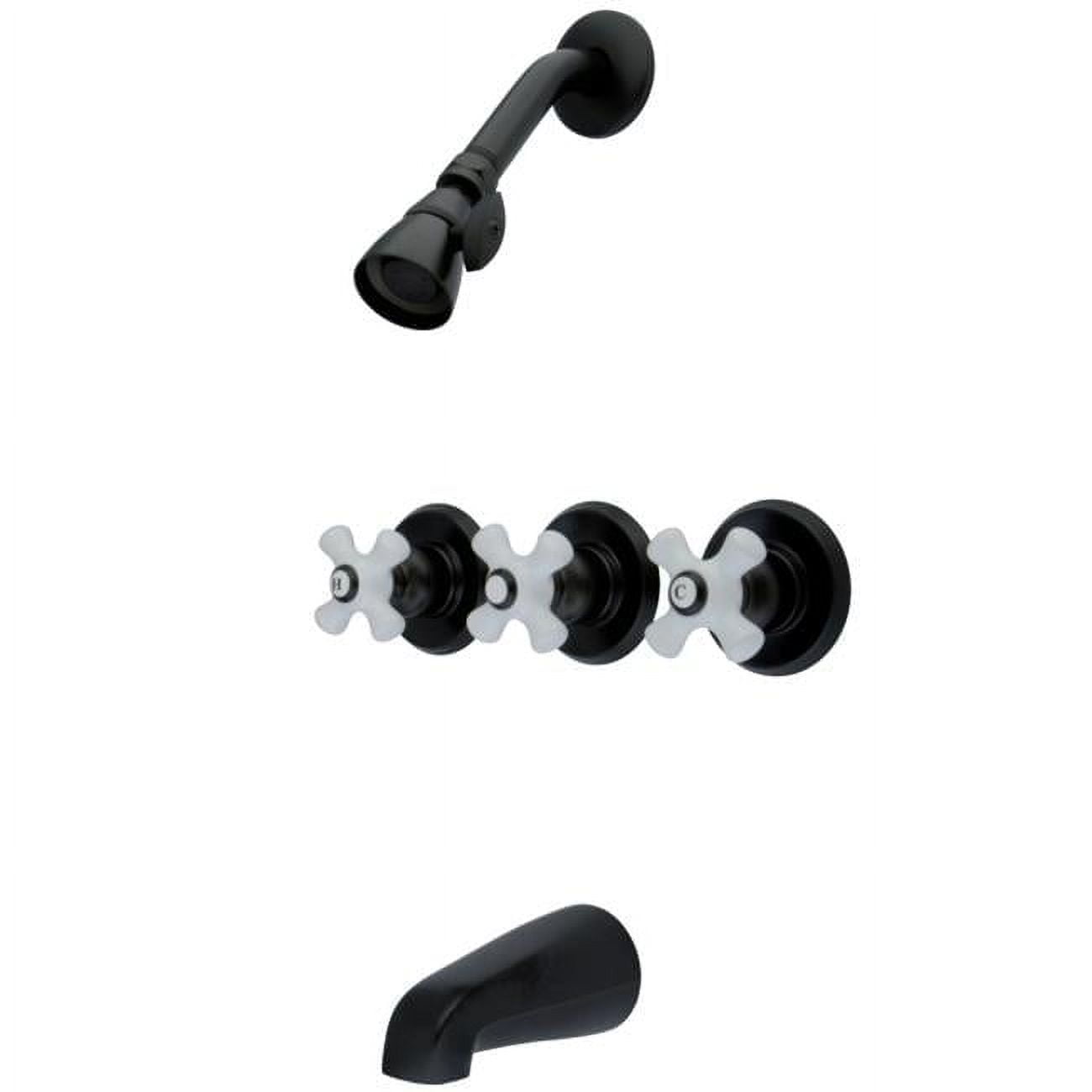 Oil Rubbed Bronze Triple-Handle Wall Mounted Tub and Shower Faucet