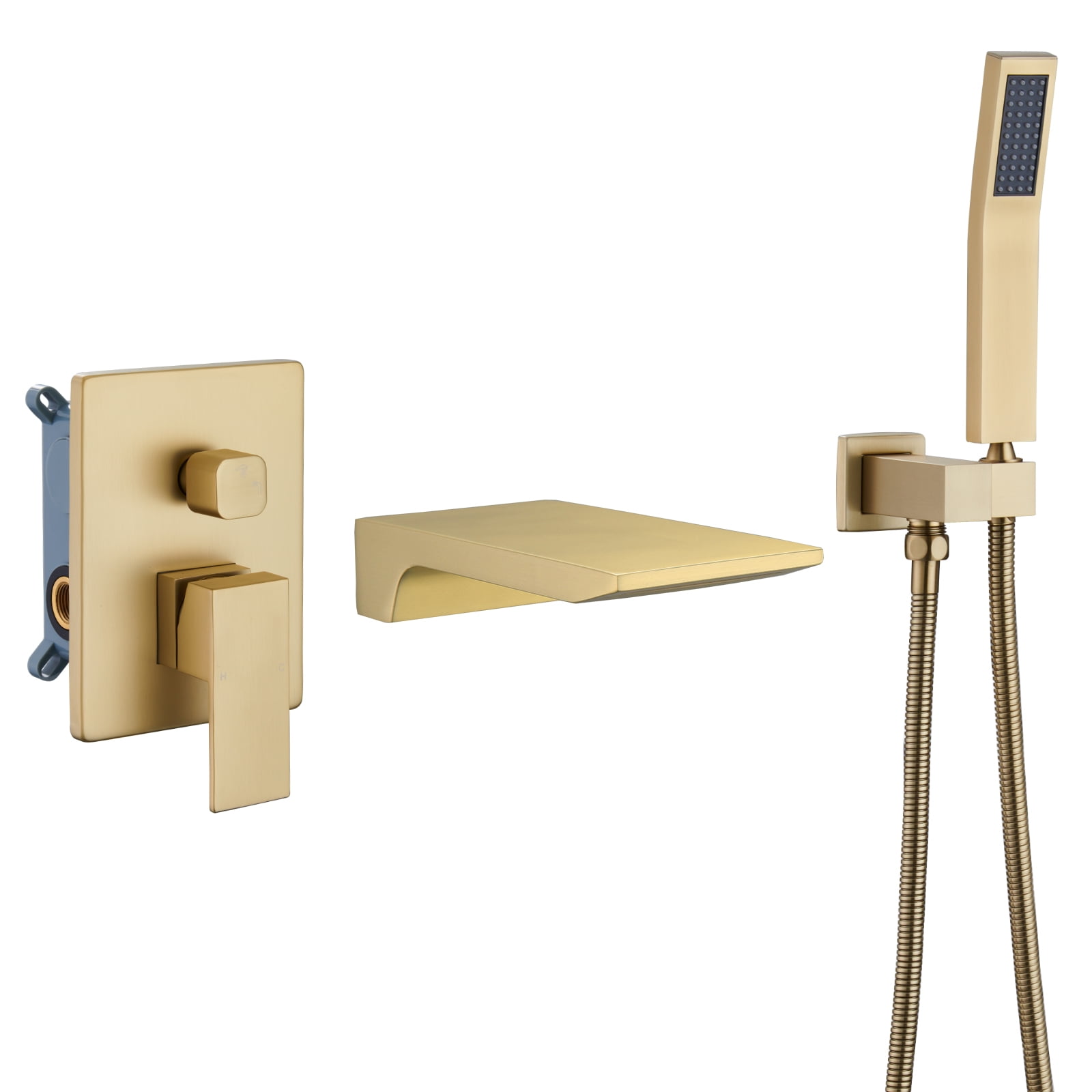 Tub Shower Faucets Sets Complete Brushed Gold Bathtub Shower System ...