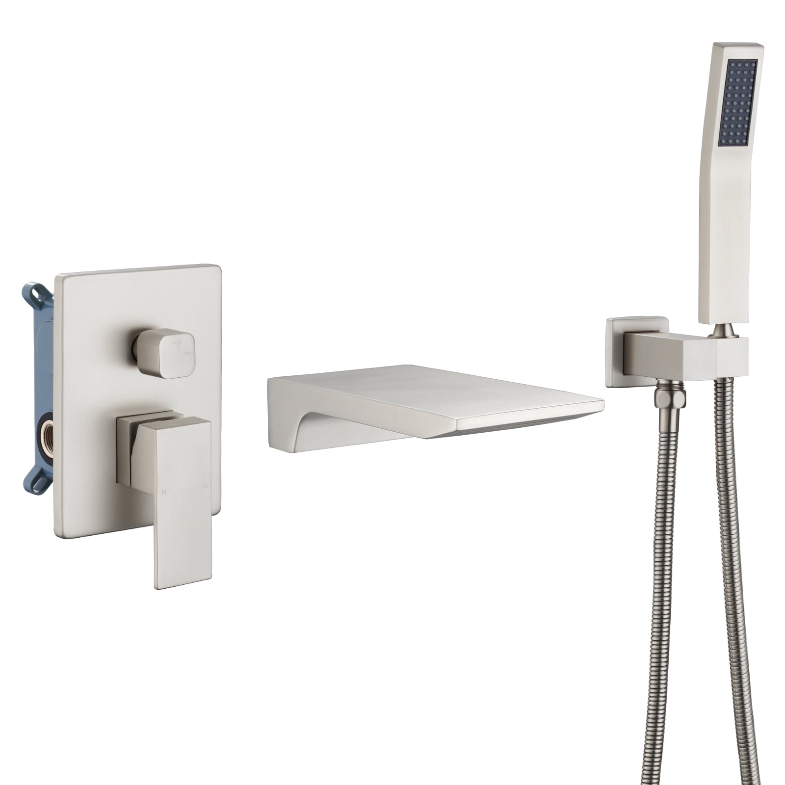 Tub Shower Faucets Sets Complete Brushed Gold Bathtub Shower System with Tub Spout, Bathtub