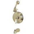thumbnail image 1 of Tub & Shower Trim with Porcelain Lever Handle - Polished Brass, 1 of 1