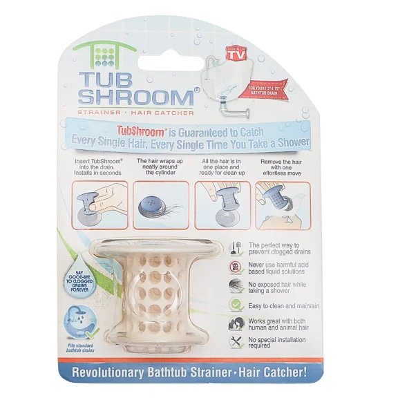 Tub Shroom Clean White Revolutionary Bathtub Strainer Hair Catcher