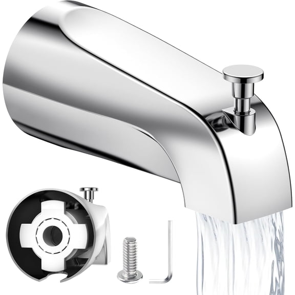 Tub Spout with Diverter – Slip-Fit Bathtub Faucet Spout Replacement, 1/2” Copper Pipe Connection, Easy to Install, Universal for Bathroom Shower (Chrome)