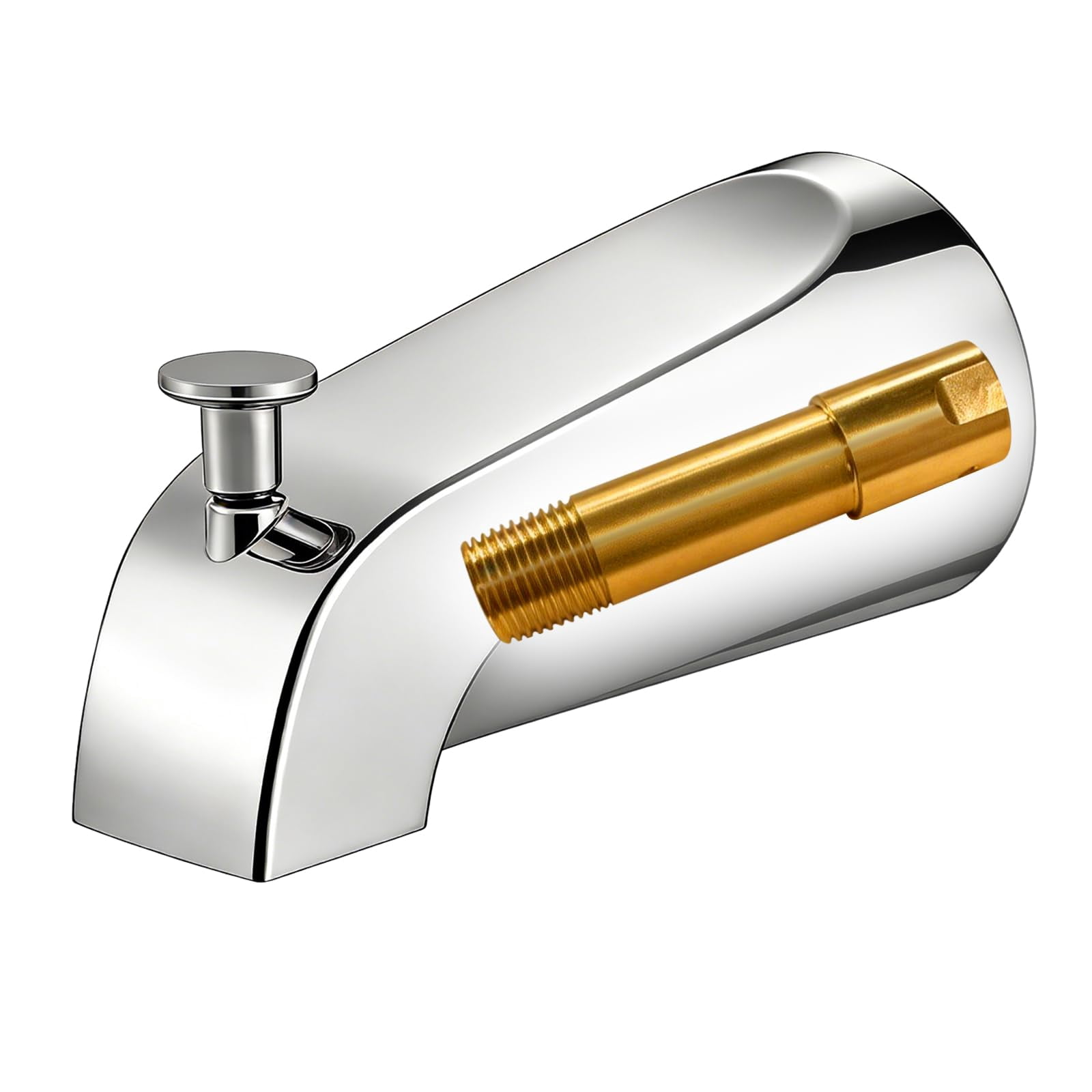 Tub Spout with Diverter, All Metal Bathtub Faucet, Chrome, for 1/2 Inch Copper Pipe