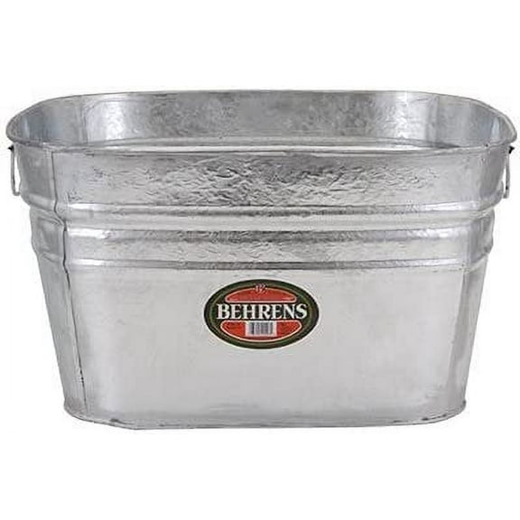 Behrens Square Galvanized Tub - Heavy Duty Steel - 15.5 Gal, Silver