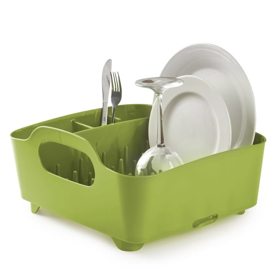 Tub-Style Dish Drying Rack Avocado Plastic Compact Drain Board