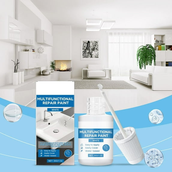 Tub and Tile Paint, High-Gloss White Tub Paint for Bathtub, Quick-Dry Porcelain Paint for Scratches & Chips on Porcelain, Acrylic, Enamel, Cast Iron, Tubs, Tiles, Sinks and Toilets - 1 Fl Oz