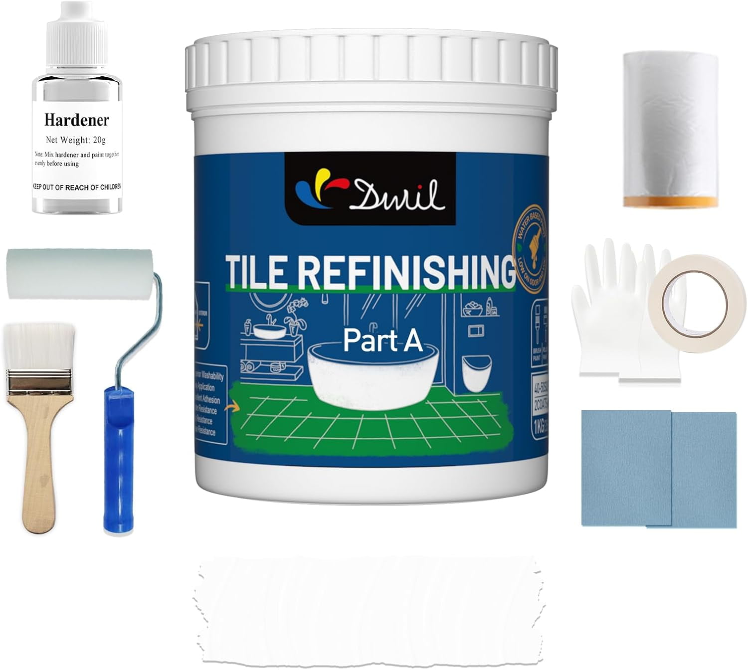 Tub and Tile Refinishing Kit - Water Based & Low Odor Bathtub Paint ...