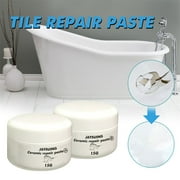 Tub and Tile Repair Kit for White Surfaces | Porcelain, Acrylic, Fiberglass, Ceramic, Enamel | Chip, Scratch, Crack Fix | High Gloss Finish | Complete Set 2-Pack