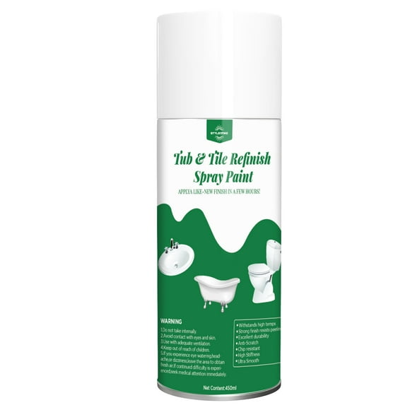 Tub and Tile Spray Paint White, 450ml 1 pack, Diy Countertop Paint Kit, Suitable for Ceramic, Porcelain, Fiberglass, Bathtub, Tile, Bathroom wall Repair Spray Paints