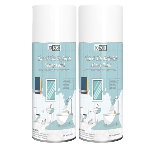 Tub and Tile White Gloss 450 ml Spray Paint,Aerosol Bathtub Refinishing Kit for Porcelain Fiberglass Ceramic, DIY Resurfacing Bathroom Sink Countertop2Pcs