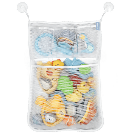 Jool Baby Tub Time Bath Organizer – Mesh Bathtub Toy Storage Bag with Suction Cups - White