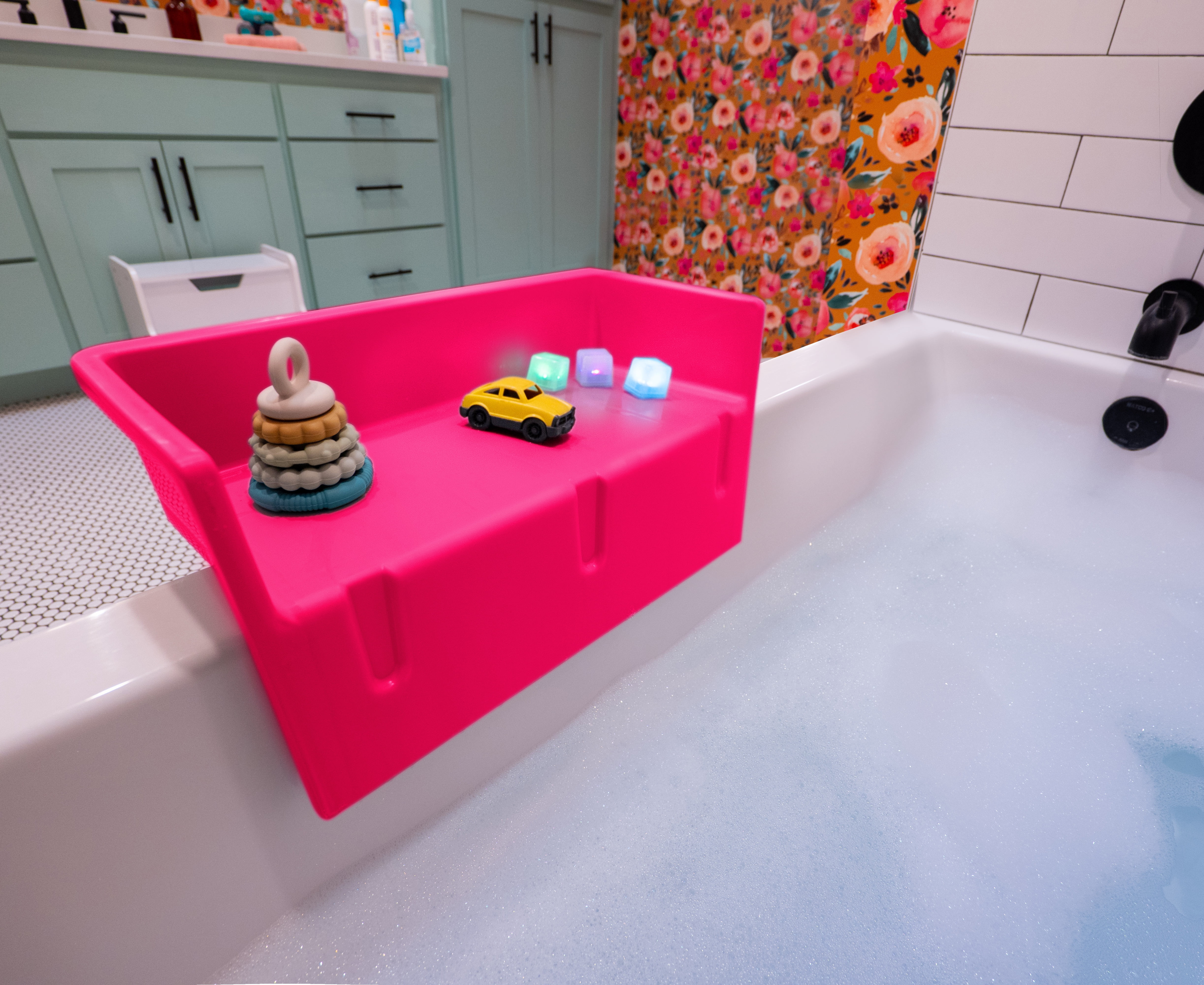 Tub Topper® - The Bathtub Splash Guard Play Shelf - Pink, Mini