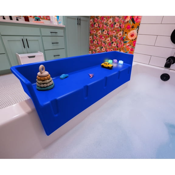 Tub Topper - The Bathtub Splash Guard Play Shelf - Blue (Bathroom Floor Saver - Kids, Toddlers, Babies, Bath Toys)