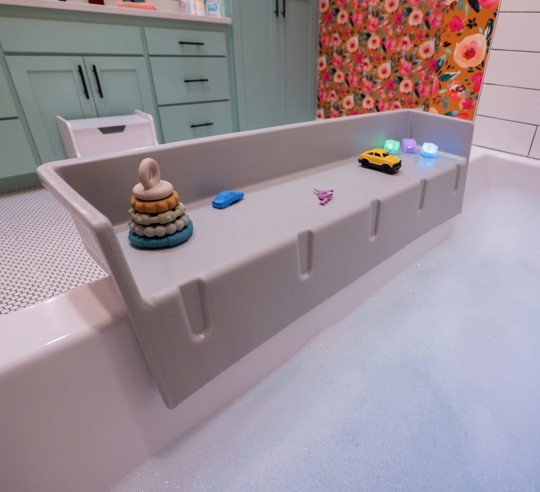 Tub Topper® - The Bathtub Splash Guard Play Shelf - Gray