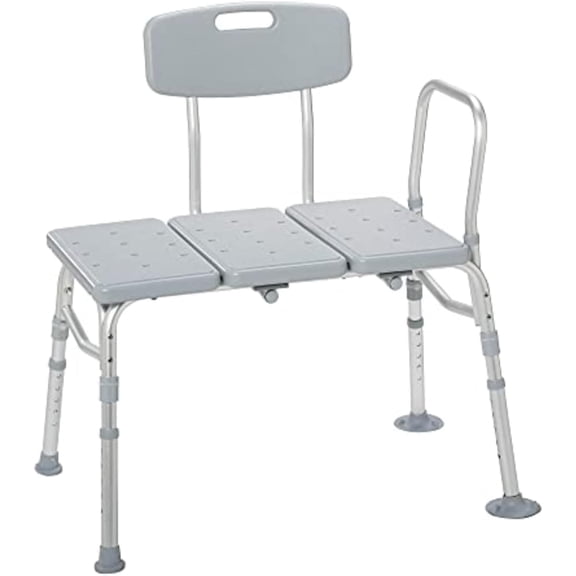 Tub Transfer Bench for Bathtub - Safer, Independent Bathing Aid - Height Adjustable Bench - Sturdy Aluminum Construction - Comfortable Backrest Support