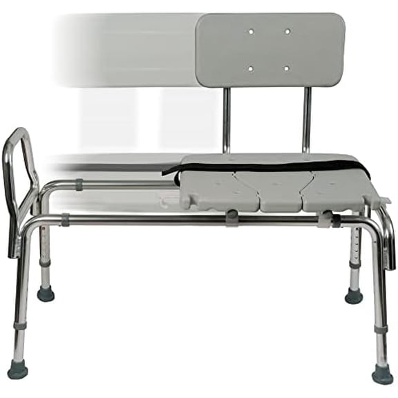 Tub Transfer Bench and Shower Chair with Non Slip Aluminum Body, FSA Eligible, Adjustable Seat Height and Cut Out Access, Holds Weight up to 400 Lbs, Bath and Shower Safety, Transfer Bench