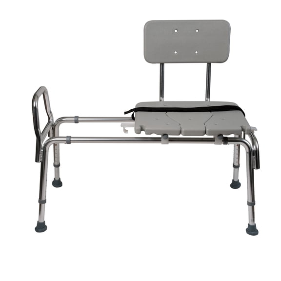 DMI Sliding Tub Transfer Bench and Shower Chair, Adjustable Height Bath Safety Seat, 400 lb Capacity, Cut-Out Seat