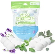 Tub Works Aromatherapy Vapor Bath Bombs 12 Pack Calming Eucalyptus with Lavender & Menthol for Colds