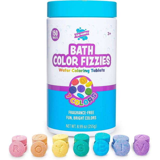 Tub Works Bath Color Fizzies, 150 Count Bath Color Tablets for Kids