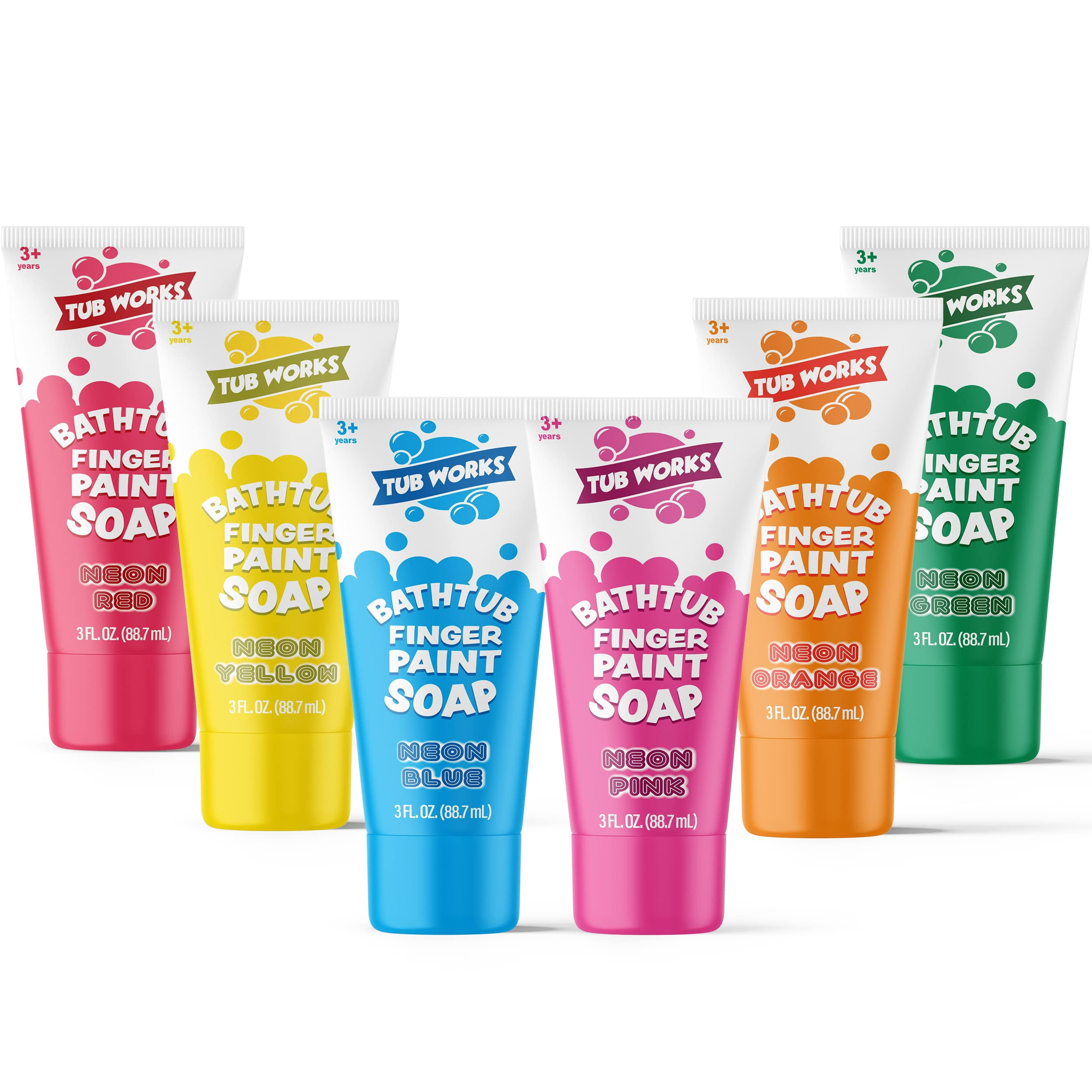 Tub Works Bathtub Finger Paint Soap, Neon 6 Pack NonToxic Washable