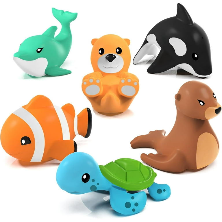 Tub Works Mold Free No Hole Bath Toys, 6 Pack, Rainforest