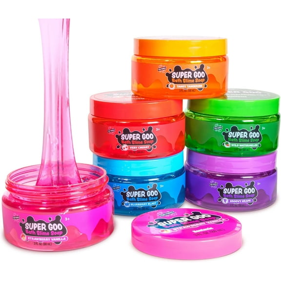 Tub Works Super Goo Bath Slime Kids Soap Bath Toy, 6 Pack, Stretchy, Squishy Slime Soap for Bathtub