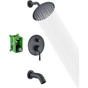 Tub and Shower Faucet Set, Matte Black Shower Faucet Set with Waterfall Tub Spout,SUMERAIN