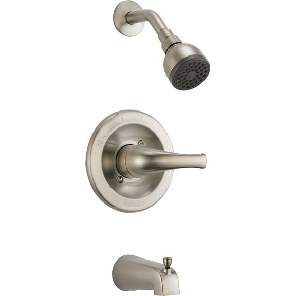 Peerless PTT188773 Core Bath Tub Valve Faucet & Shower Head Trim Kit (Brushed Nickel)
