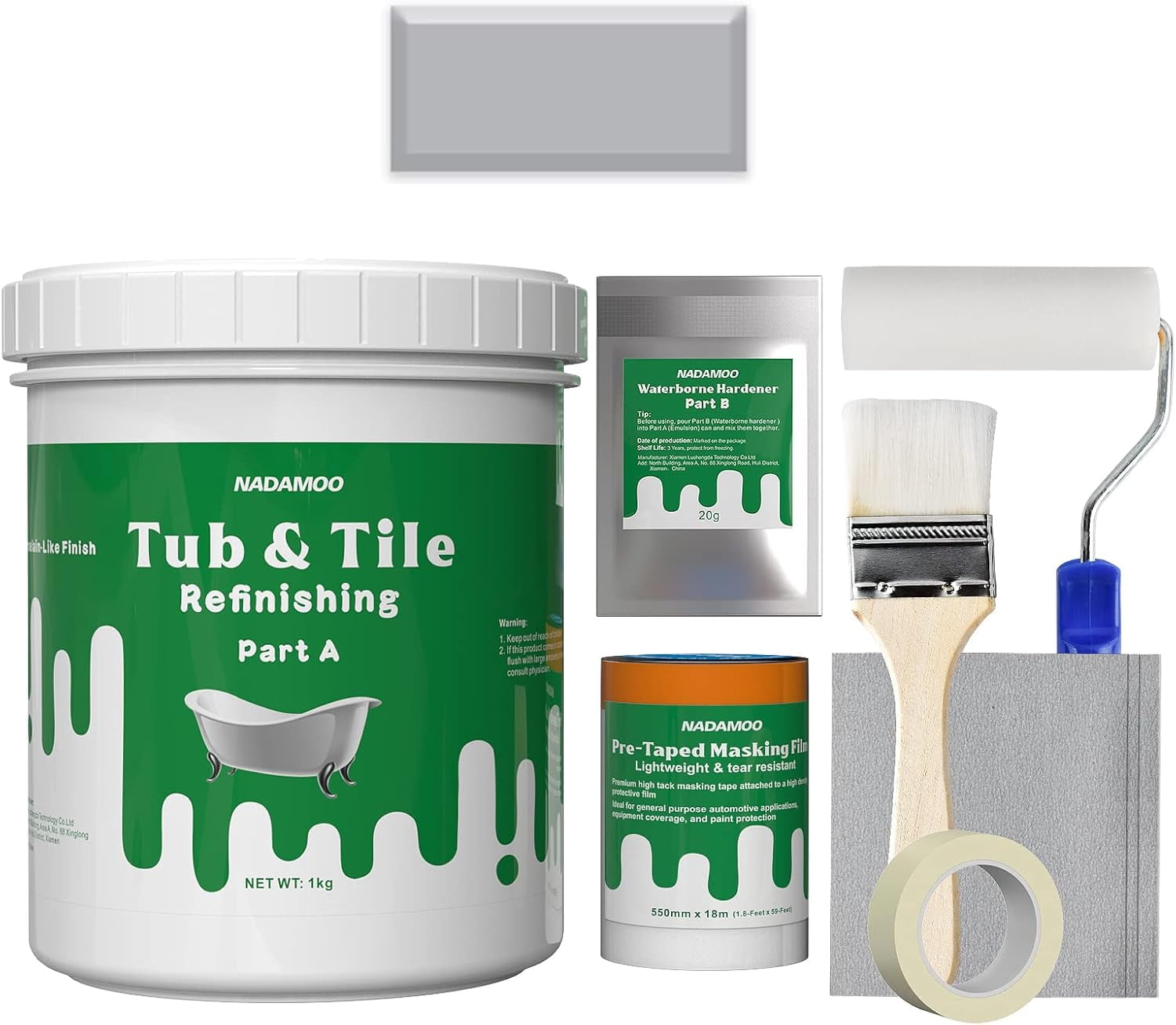Tub and Tile Refinishing Kit Light Gray with Tools, 1kg / 35 Oz ...