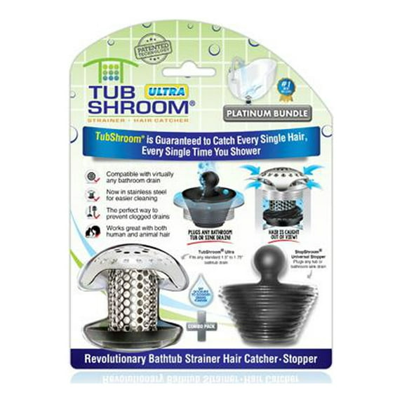 TubShroom Ultra Revolutionary Stainless Steel Bath Tub Drain Protector Hair